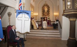 Guðni Th. Jóhannesson, forseti og Agnes M Sigurðardóttir biskup í hátíðarmessu vegna Sjómannadagsins 2019